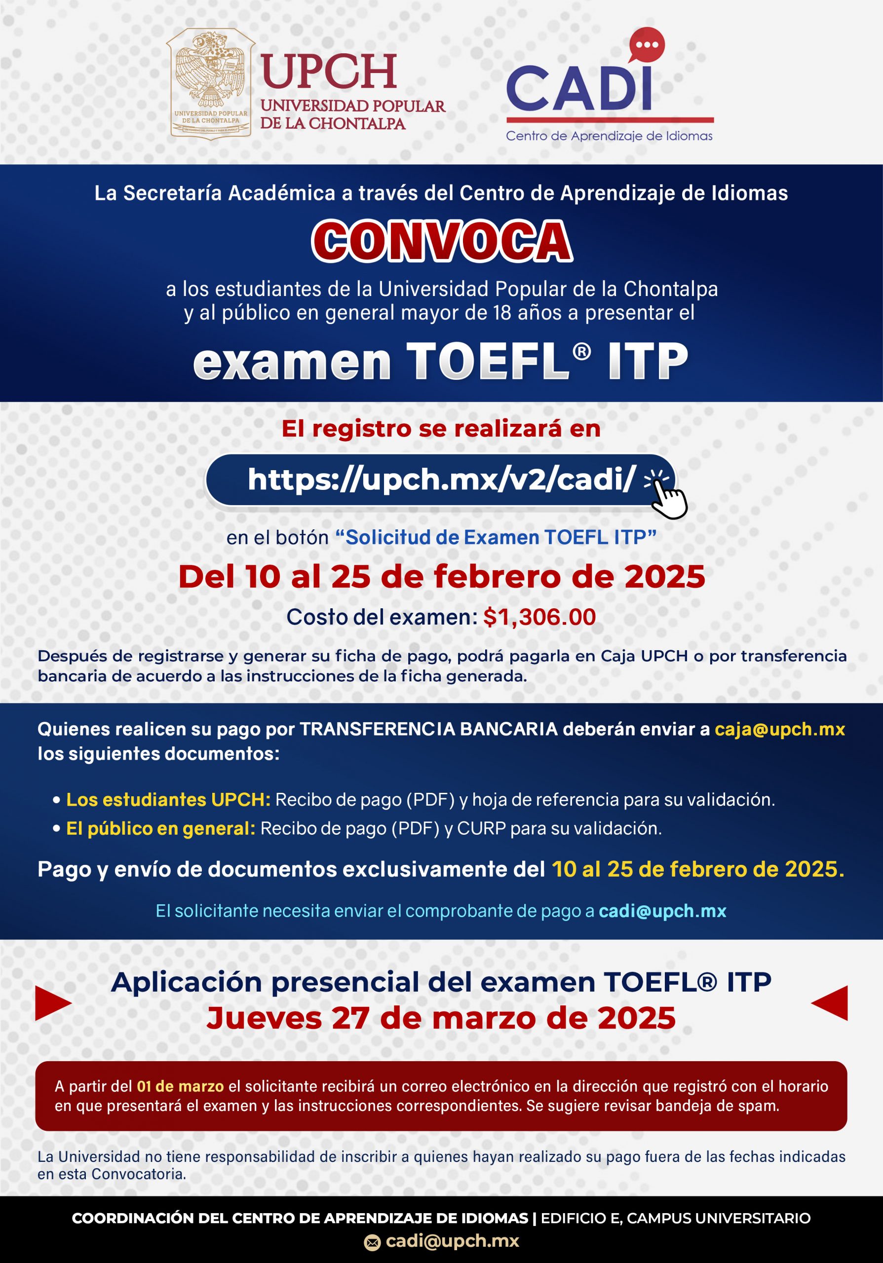 Flyer Examen TOEFL Feb2025